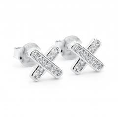 Strieborné náušnice krížik so zirkónmi